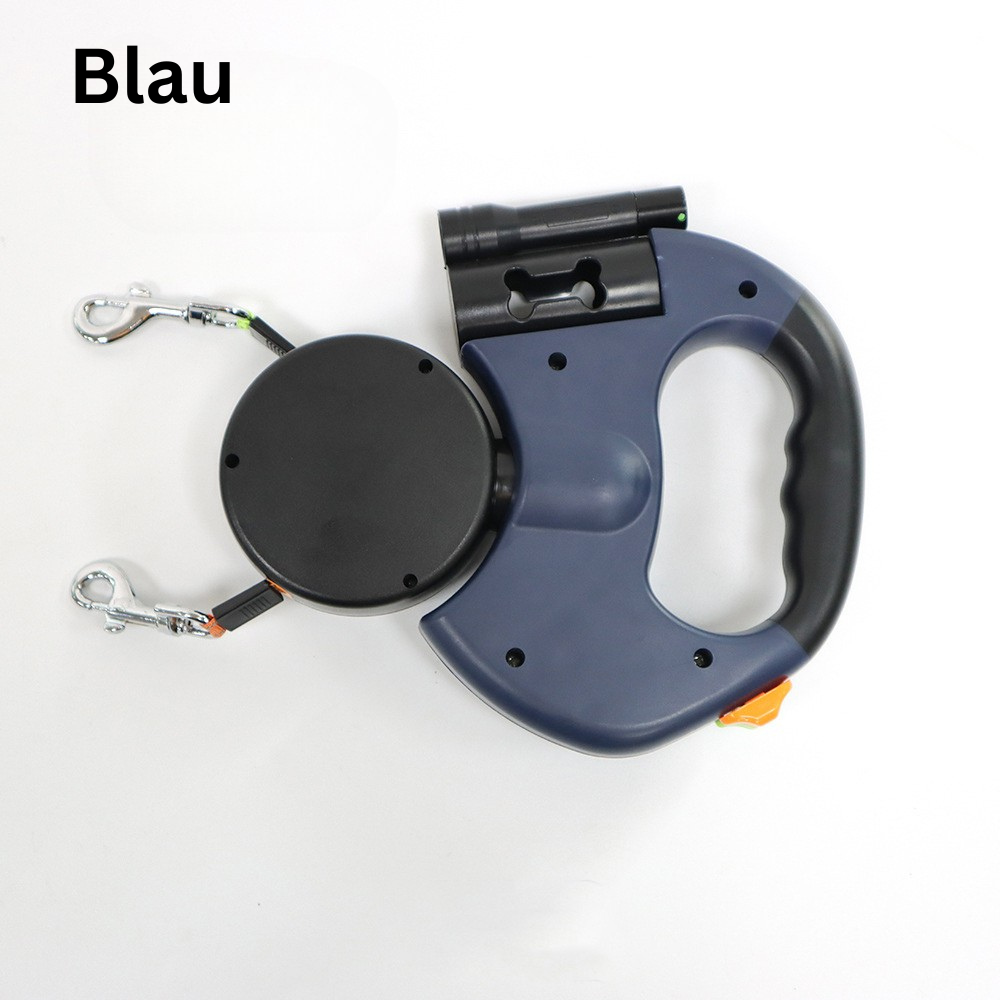 Einziehbare Doppel-Hundeleine mit LED-Licht