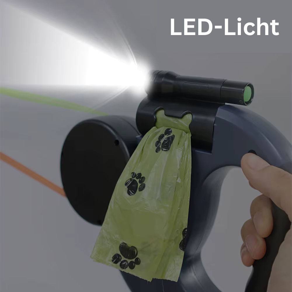 Einziehbare Doppel-Hundeleine mit LED-Licht