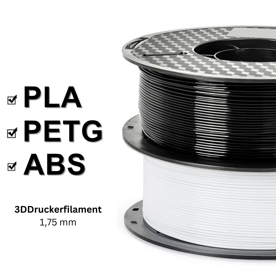 10 kg PLA/ABS/PETG Filament 1,75 mm – Schwarz, Weiß, Grau