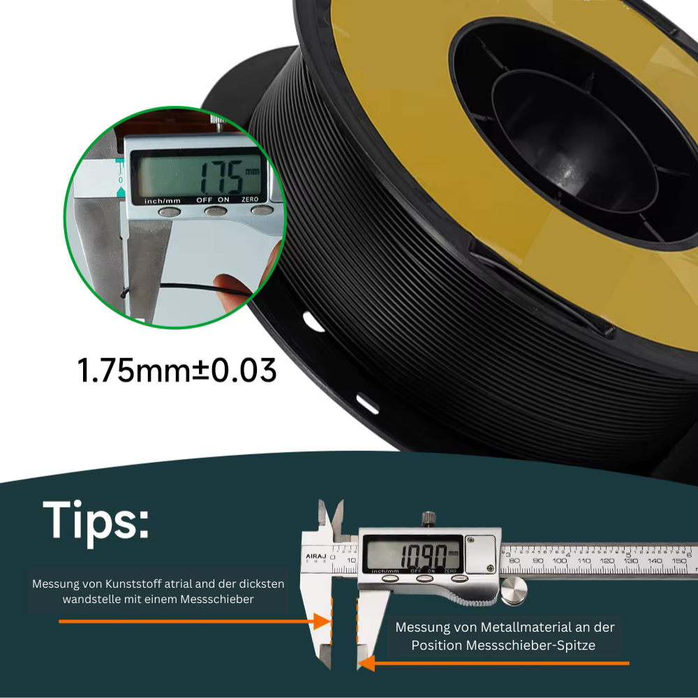 10 kg PLA/ABS/PETG Filament 1,75 mm – Schwarz, Weiß, Grau
